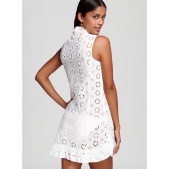 Nanette Lepore White Isola Eyelet Floral Cover Up Button Front Dress Size Small - Picture 3 of 13